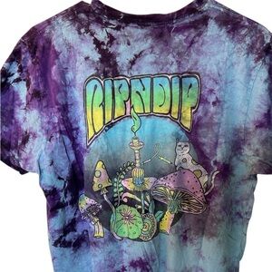 Ripndip Tie-Dye Pocket Tee with Psychedelic Nermal cat and mushrooms blue purple